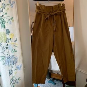 COS cropped ankle pant with high/cinched waist and double loop belt